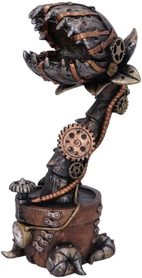 Steampunk Mechanical Venus Fly Trap Figurine 24.3cm Bronze Resin Ornament