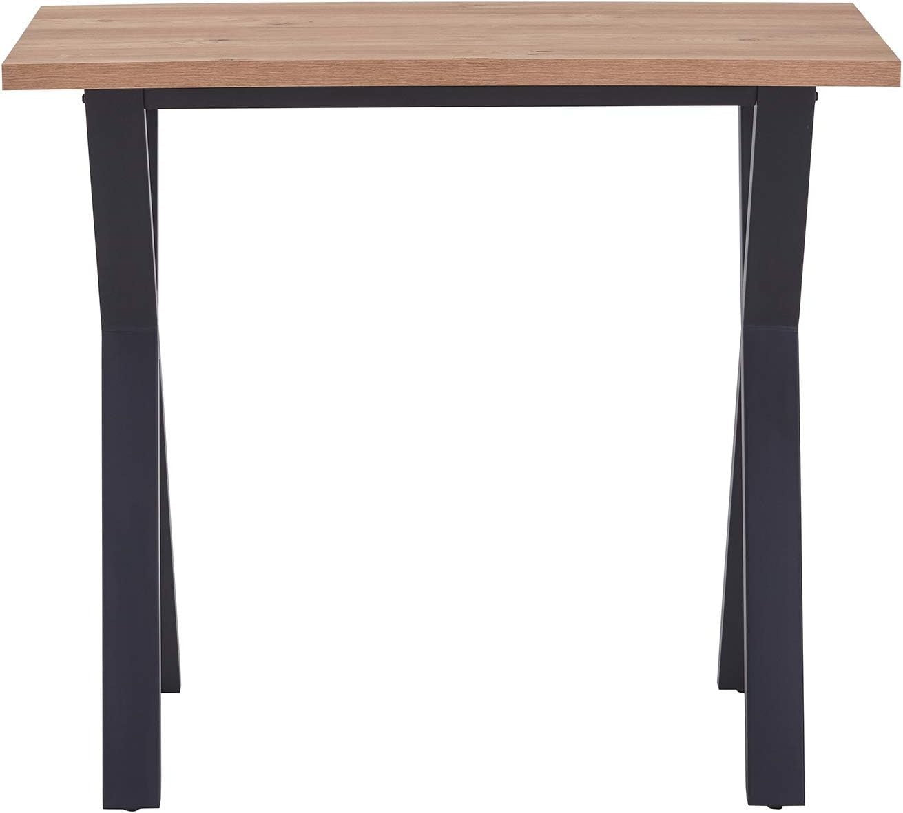 Oak Marble Effect Breakfast Bar Table with Metal Legs – Modern Counter Dining