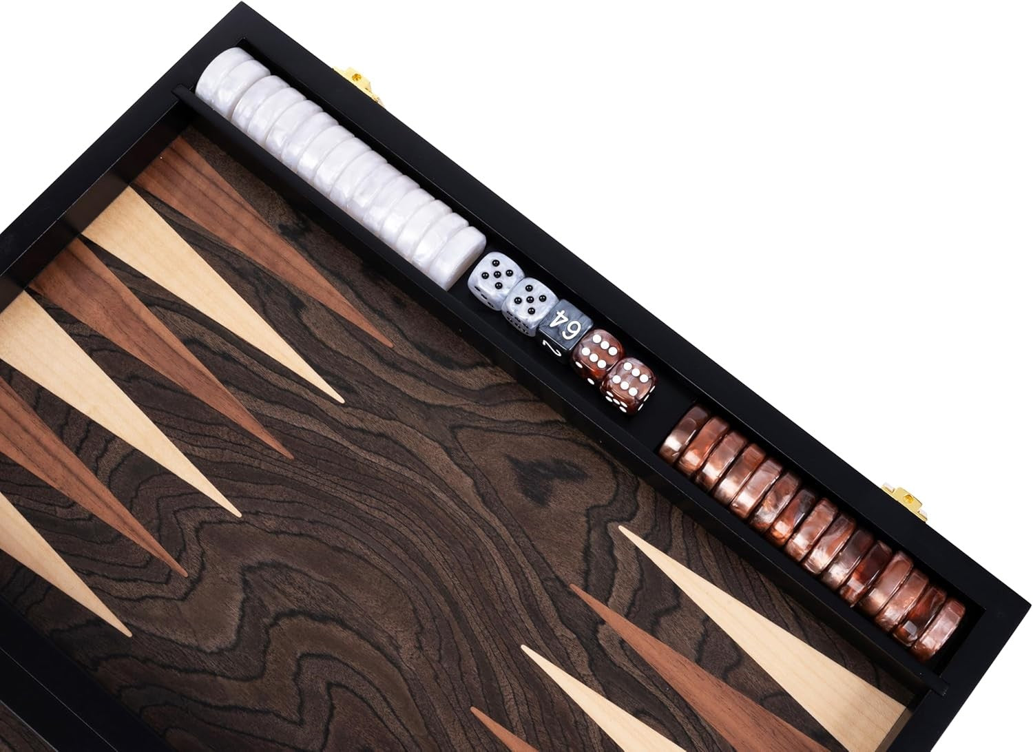 Deluxe 15in Wooden Backgammon Set Folding Luxury Board Travel Case