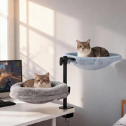 Dual Desk Cat Bed Rotating Cat Hammock for 2 Cats Adjustable Perch