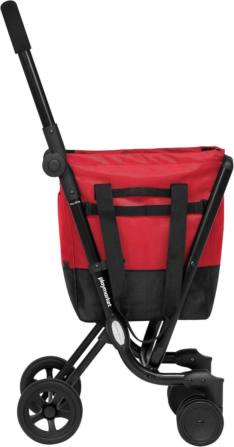 Foldable Cherry Shopping Trolley Cart 40L Waterproof Removable Bag
