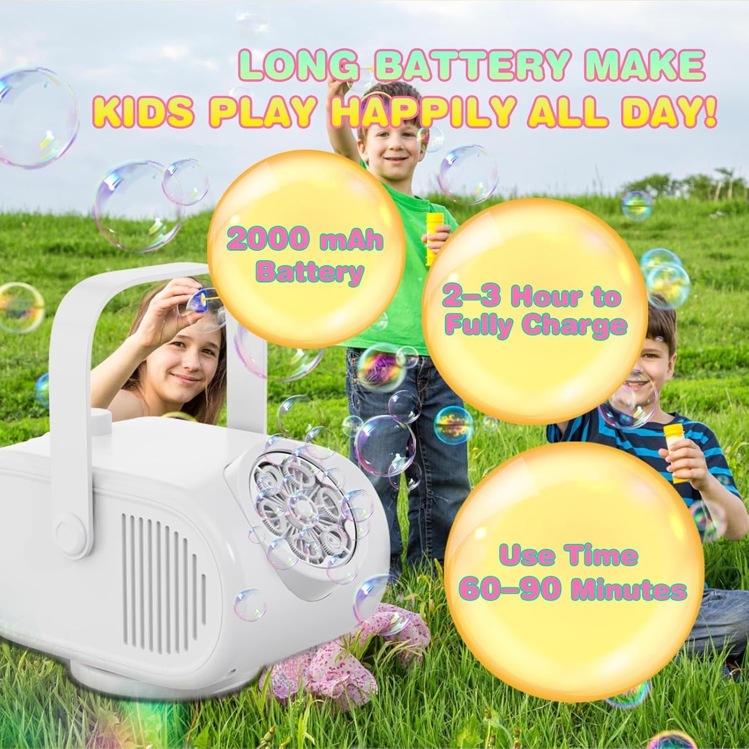Rechargeable Bubble Machine 360 Rotate 22000 Bubble