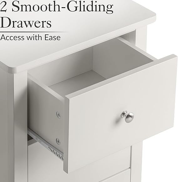 Natural 2 Drawer Bedside Table Modern MDF Nightstand | Smooth Glide Storage Unit