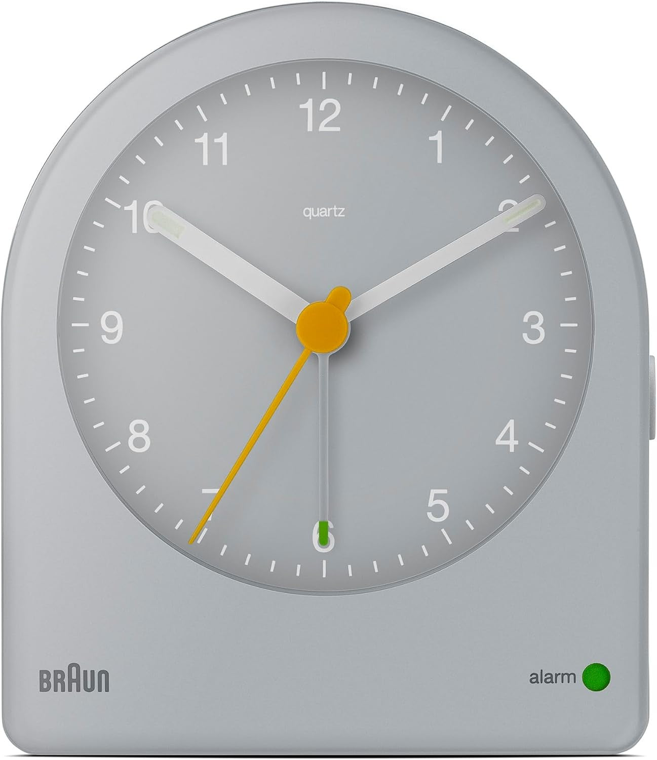Grey Analogue Alarm Clock Quiet Quartz Backlight Compact Bedside