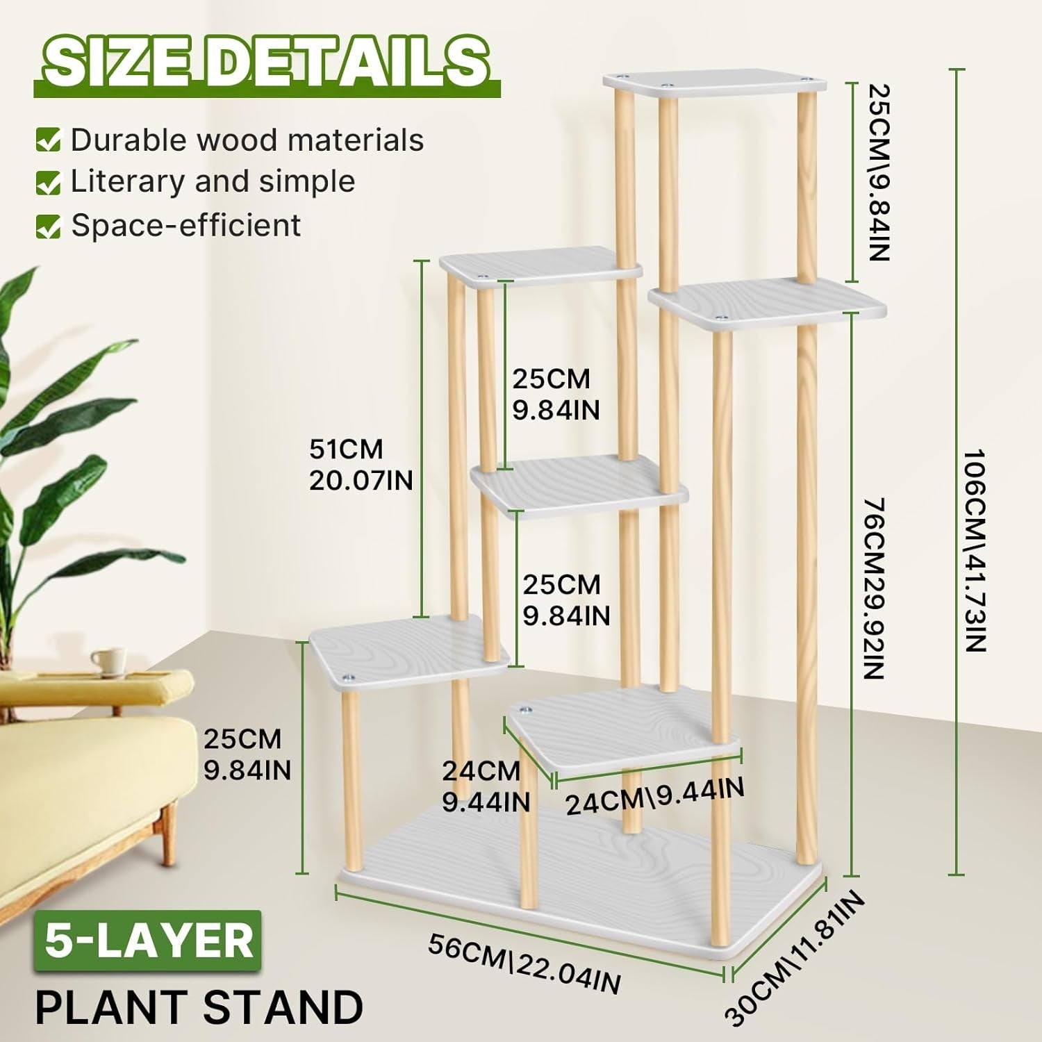 7 Tier Wooden Plant Stand Indoor Outdoor Multi Pot Flower Rack Display Shelf