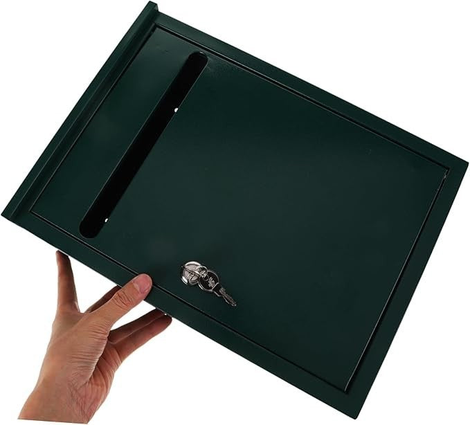 Lockable Wall Mount Mailbox Green Iron Complaint Suggestion Box Outdoor Secure