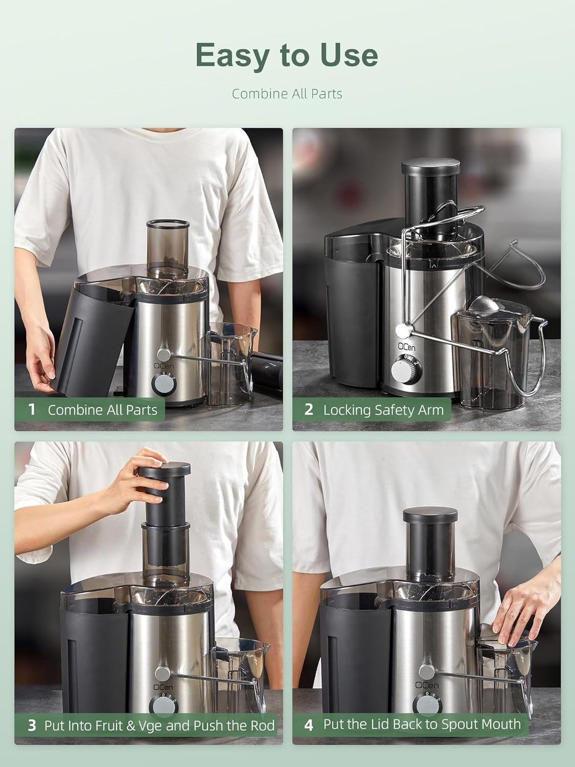 800W Centrifugal Juicer 76mm Wide Chute Whole Fruit 2 Speed Steel Easy Clean