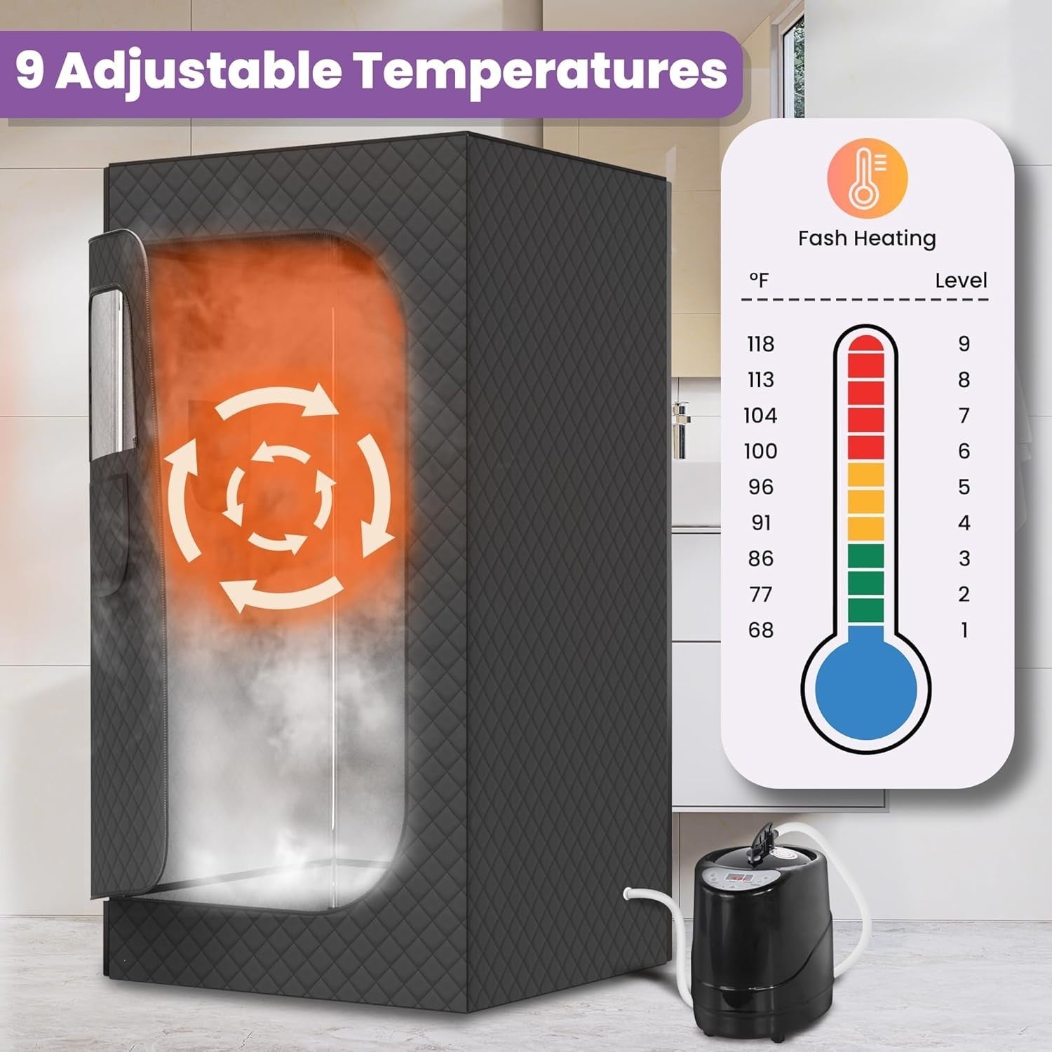 Full Size Portable Steam Sauna Box Home Spa 3L Fast Heat Detox Tent Relax Chair