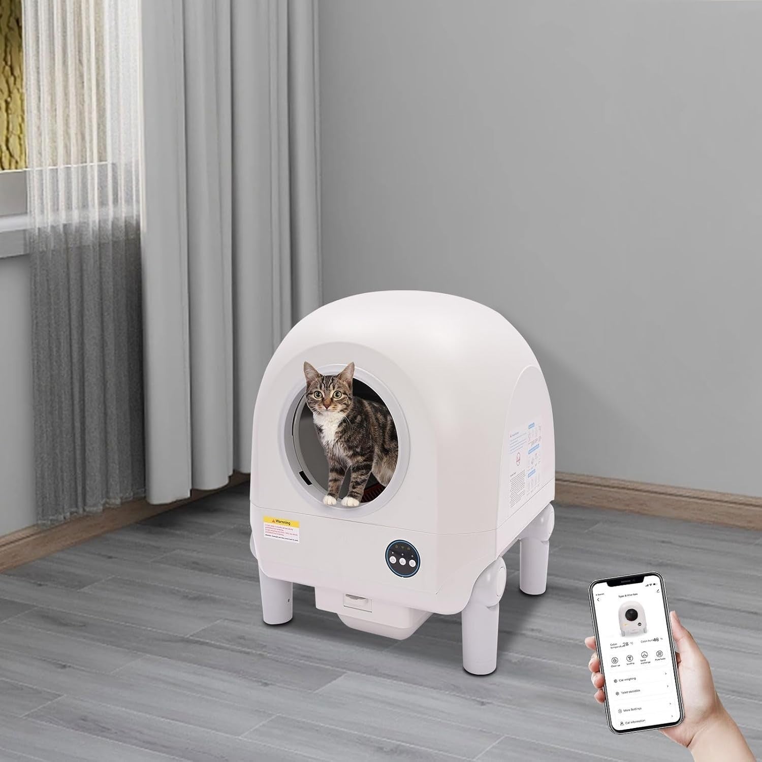 Self Cleaning Cat Litter Box App Control 68L Smart Odor Free XL