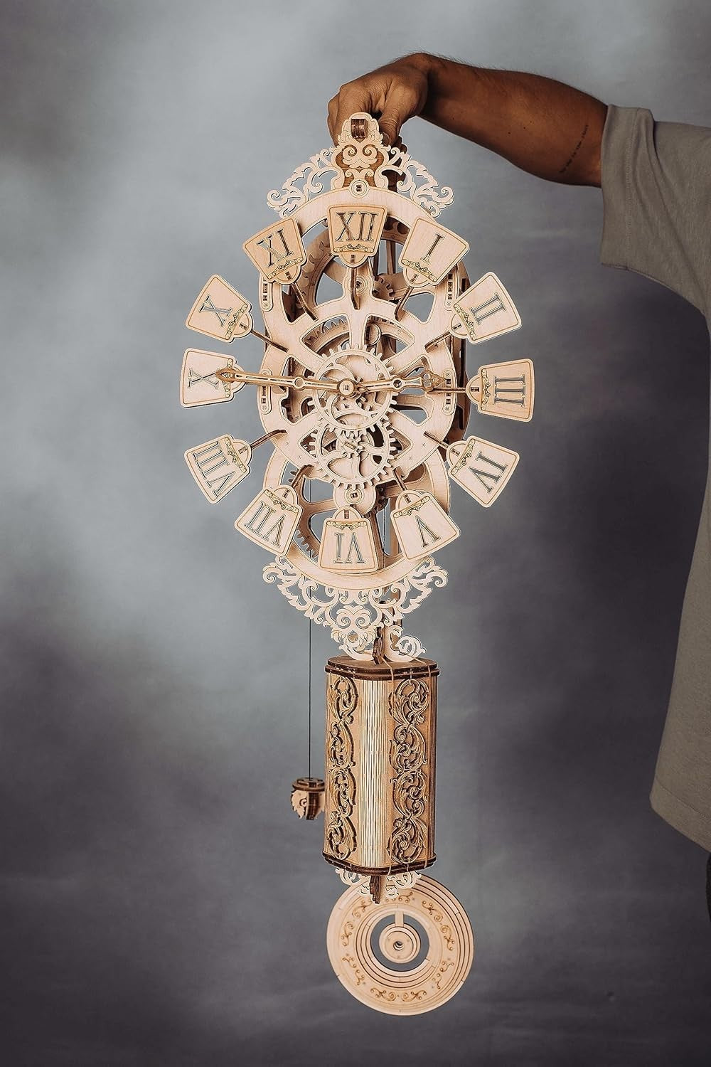 3D Wooden Wall Clock Puzzle Kit | DIY Pendulum Clock | No Battery Model