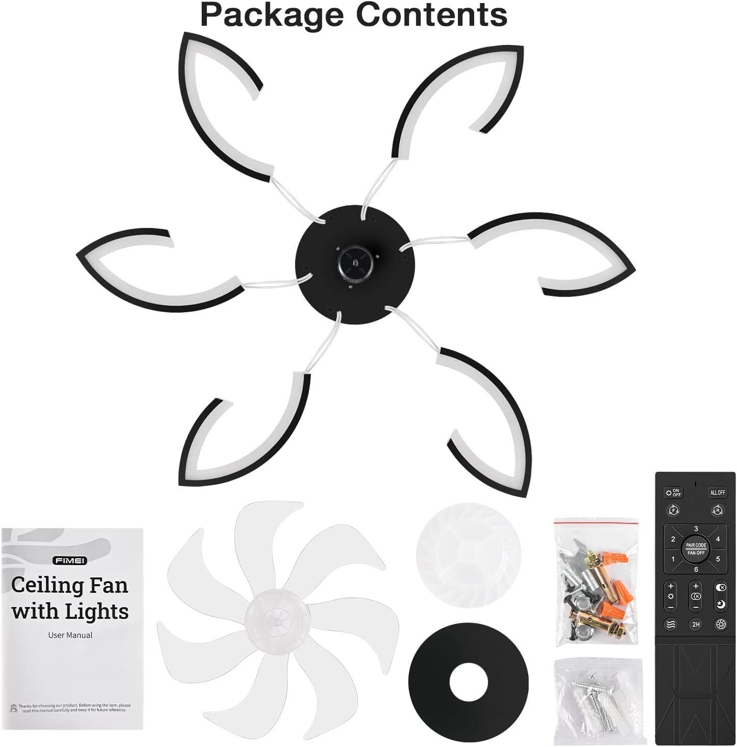 30.7" Ceiling Fan with Light, 6 Speeds, Stepless Dimming, Remote & App Control
