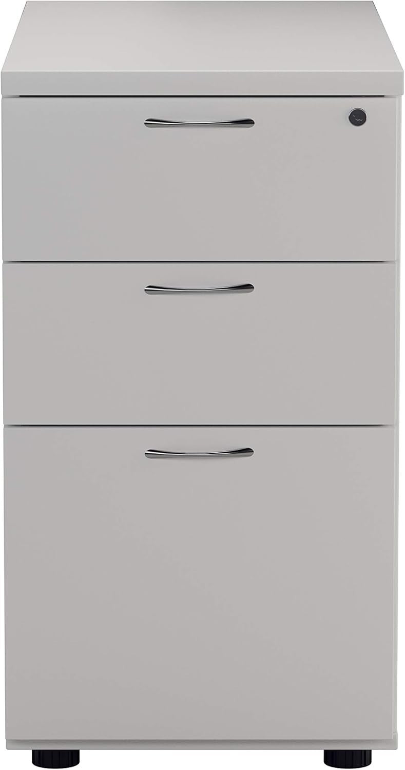 White 3 Drawer Lockable Pedestal Cabinet 40.4x80x73cm