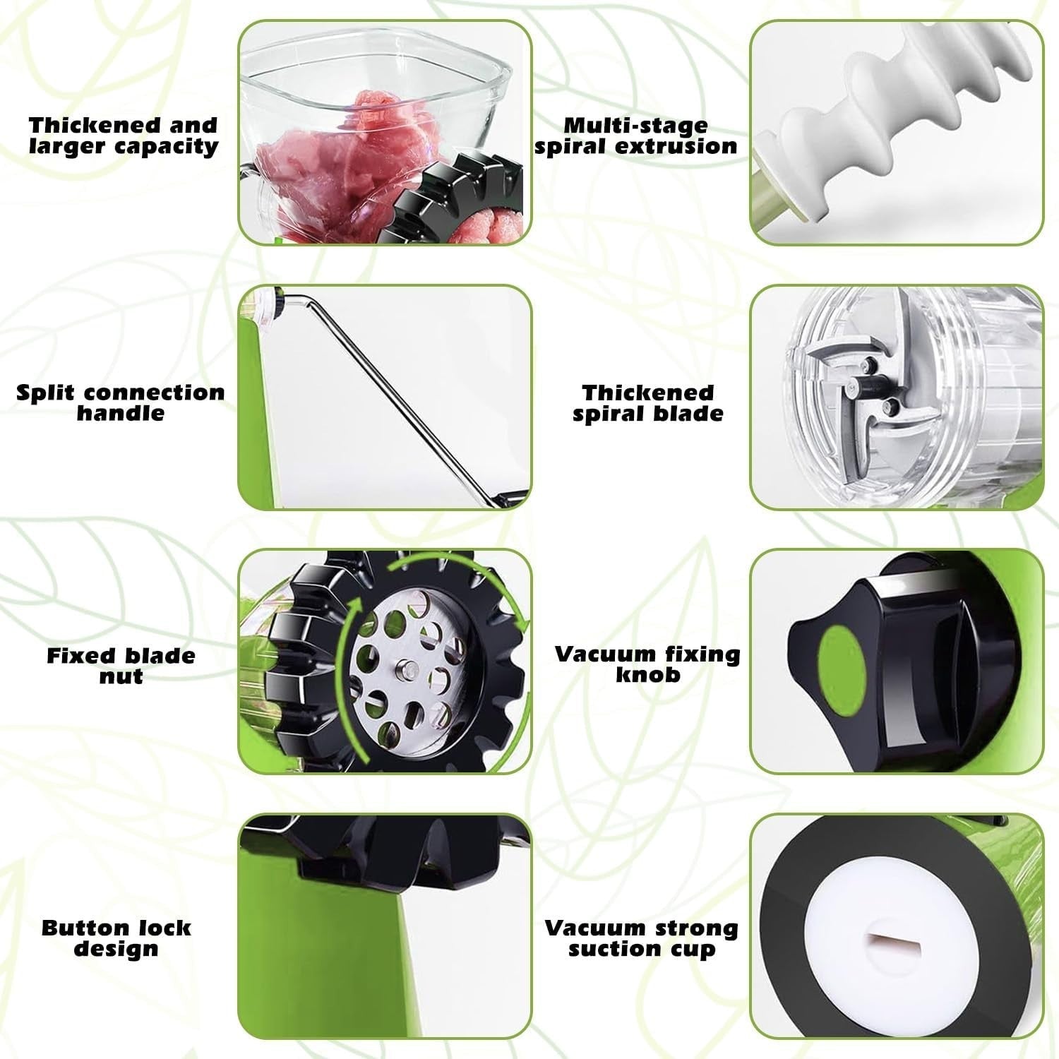6 in 1 Manual Meat Grinder Sausage Stuffer Mincer Suction Base