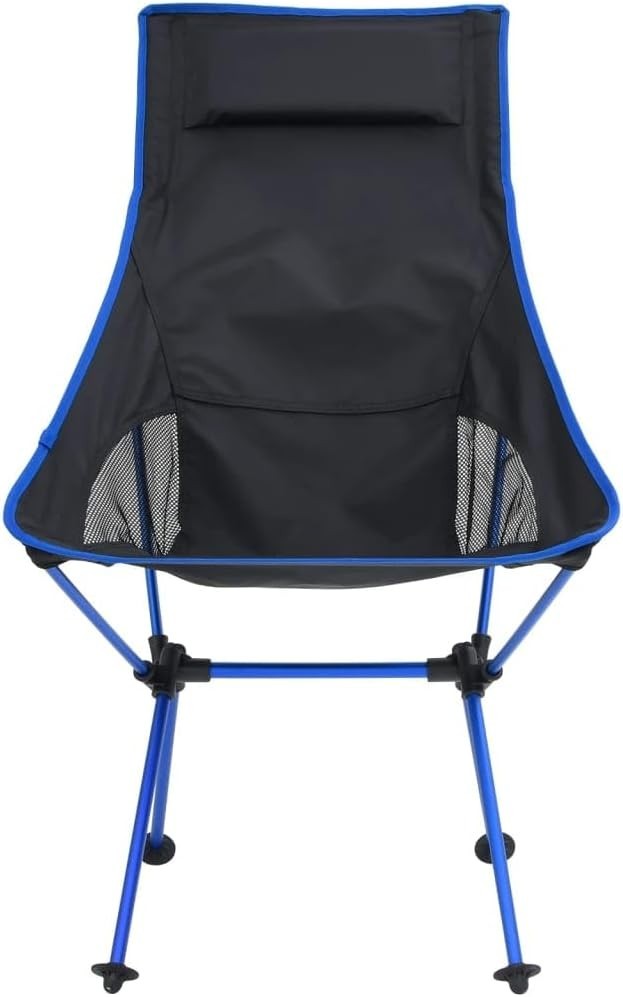 Foldable Camping Chair Portable Outdoor Aluminium Frame Black Blue 600D PVC