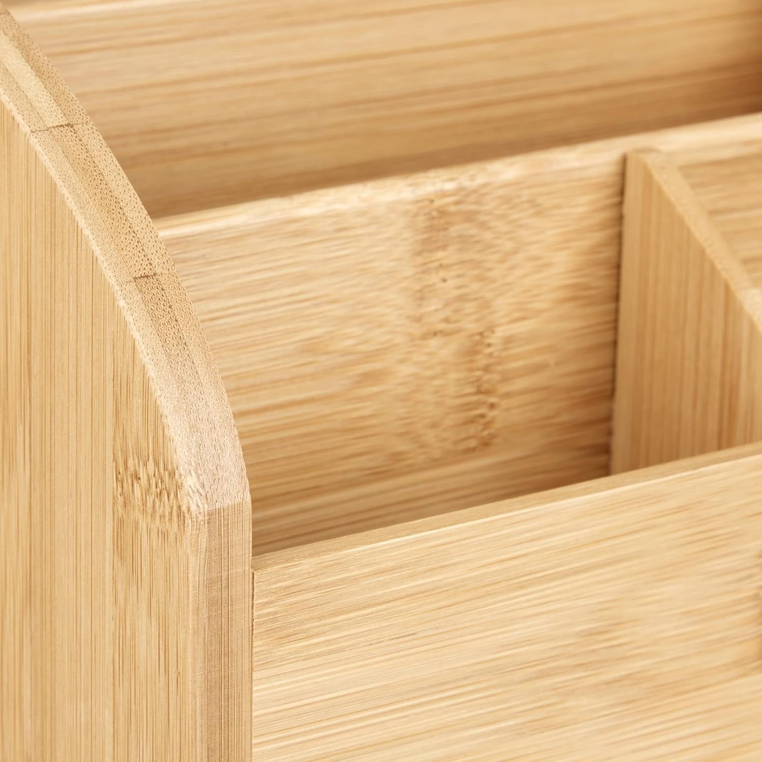 Bamboo Desk Organizer with 6 Compartments & 2 Drawers Natural Wood