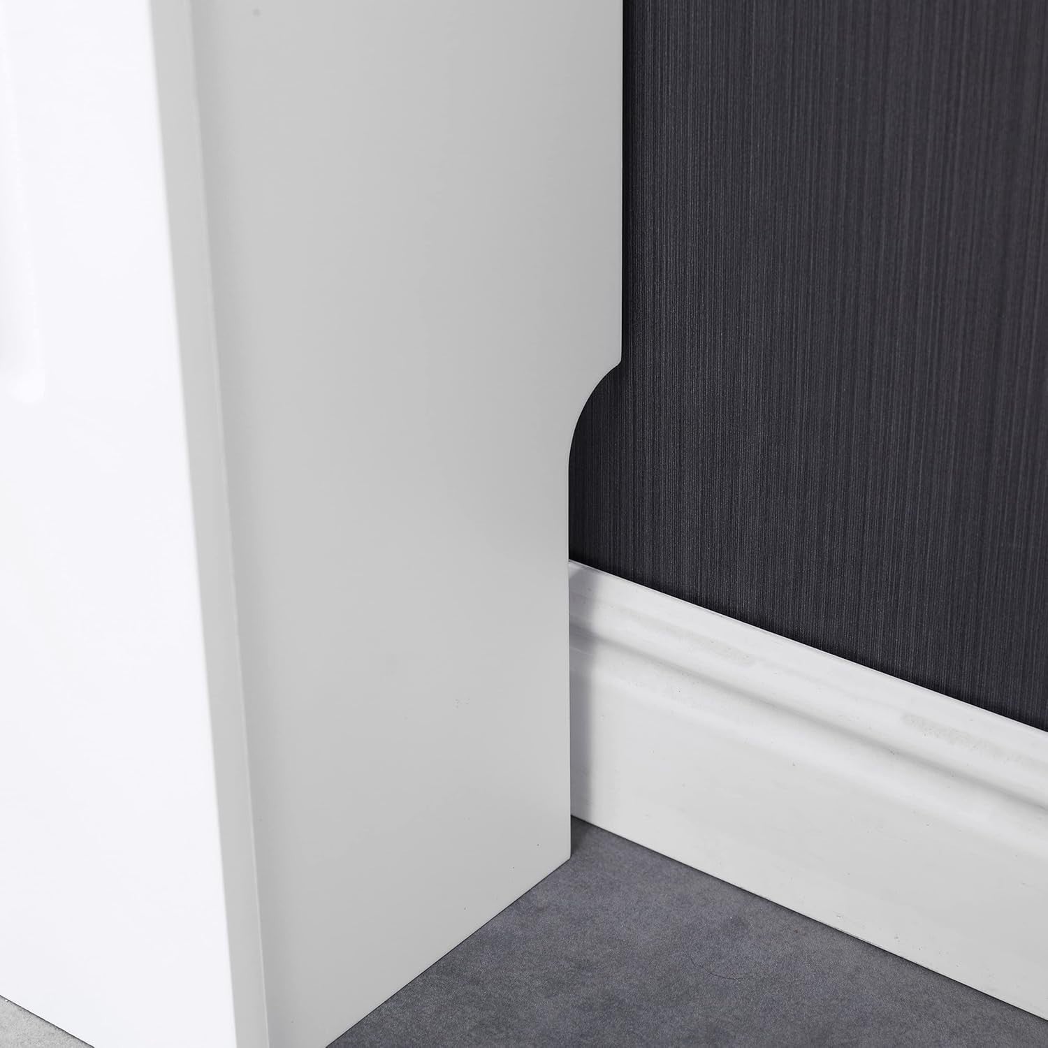 White Radiator Cover MDF Slatted Modern Heating Cabinet Shelf 111cm Home Décor