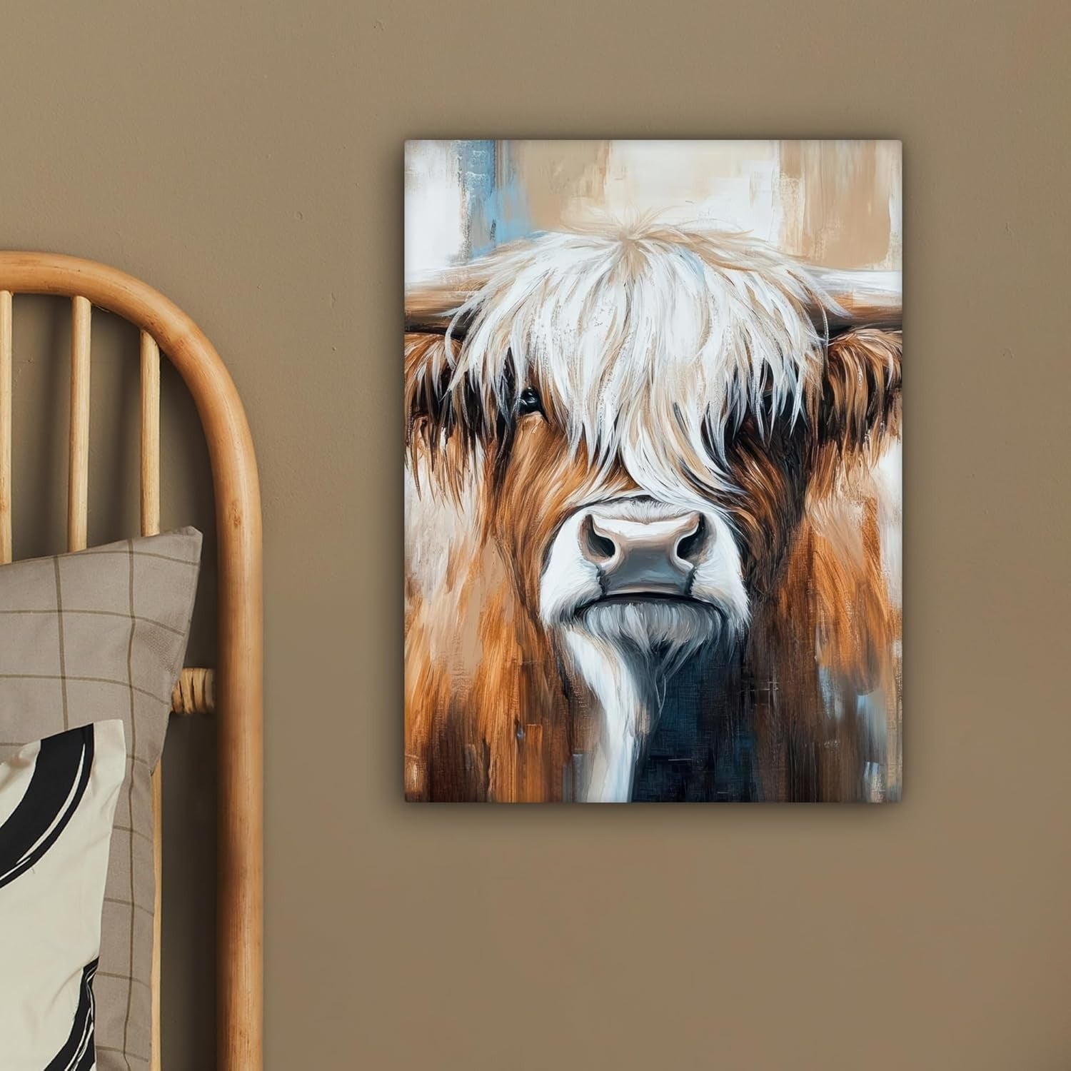 Highland Cow Canvas Wall Art 30x40cm Framed Rustic Decor