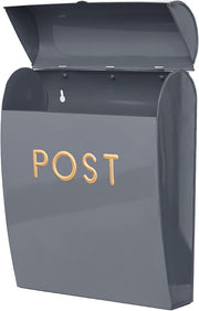 Wall Mounted Grey Post Box Large Weatherproof Mailbox No Lock Easy Access Durabl