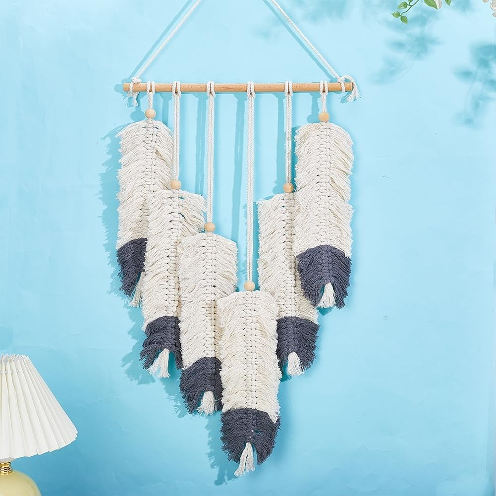 Macrame Feather Wall Hanging Boho Tapestry Rustic Home Decor