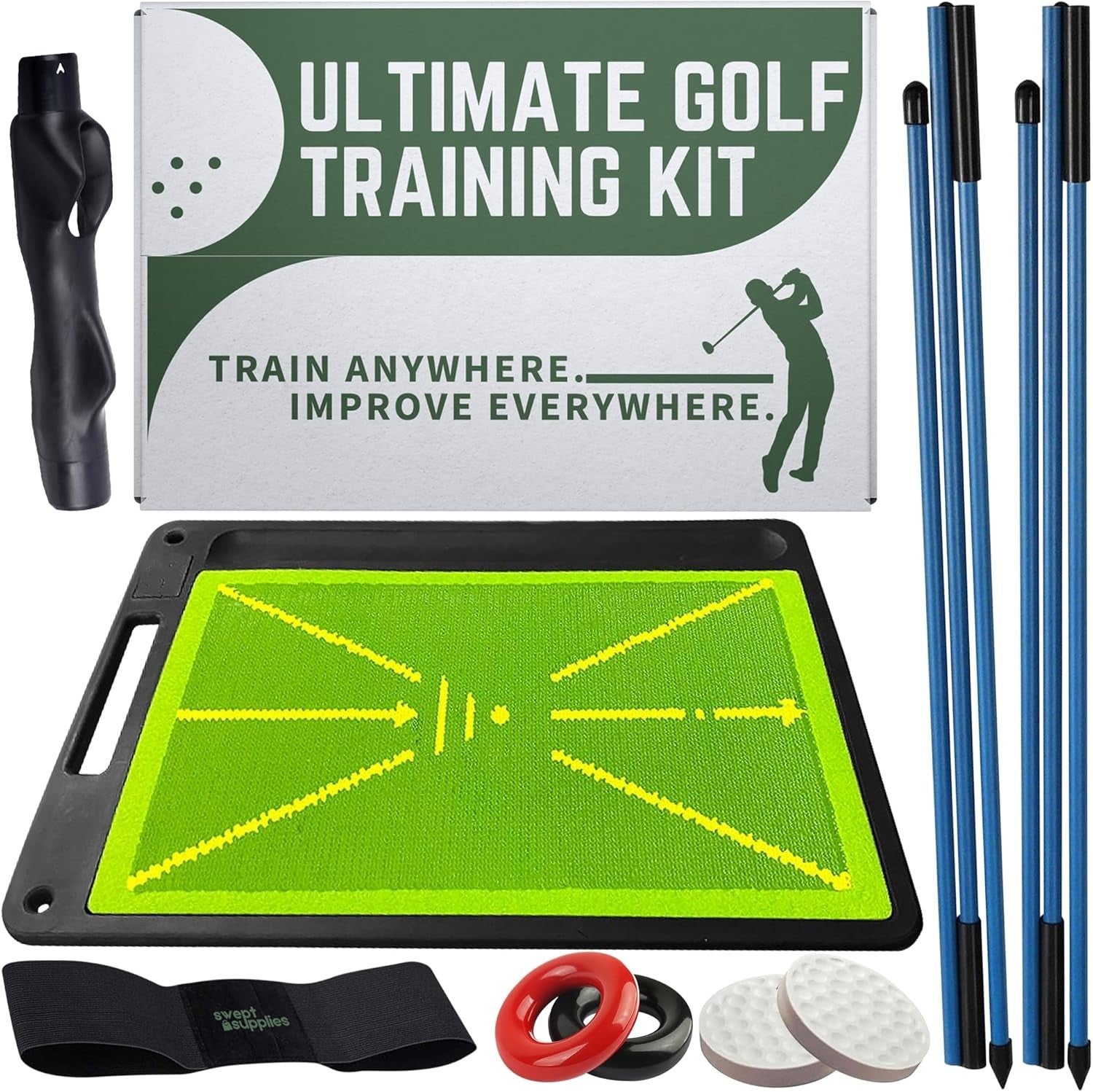 6 in 1 Golf Swing Trainer Divot Board Grip Trainer Alignment Set