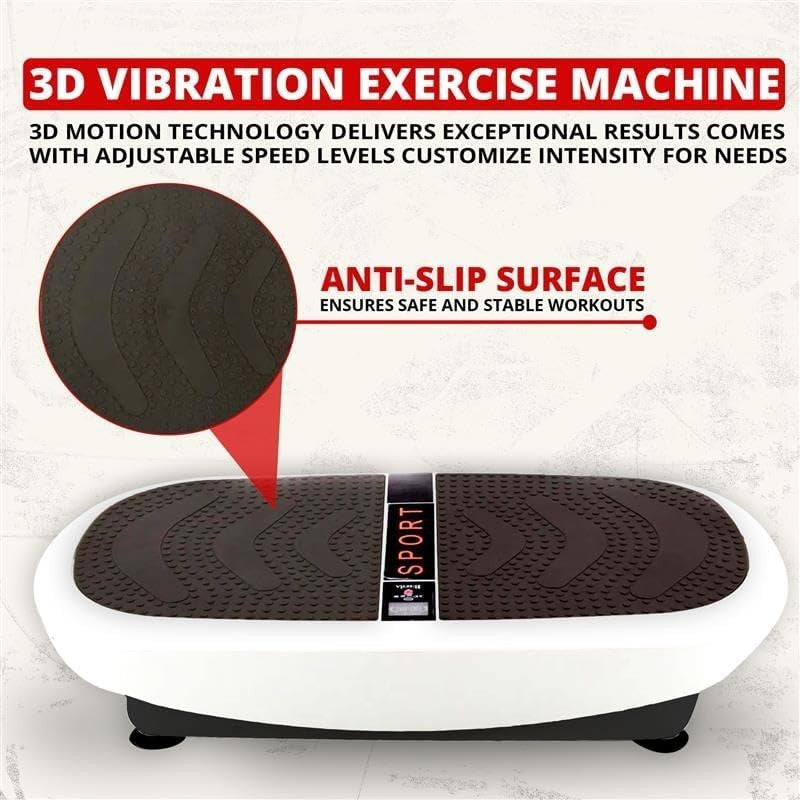 Black White XL 3D Vibration Plate Dual Motor 80 Speeds 150kg Home Gym