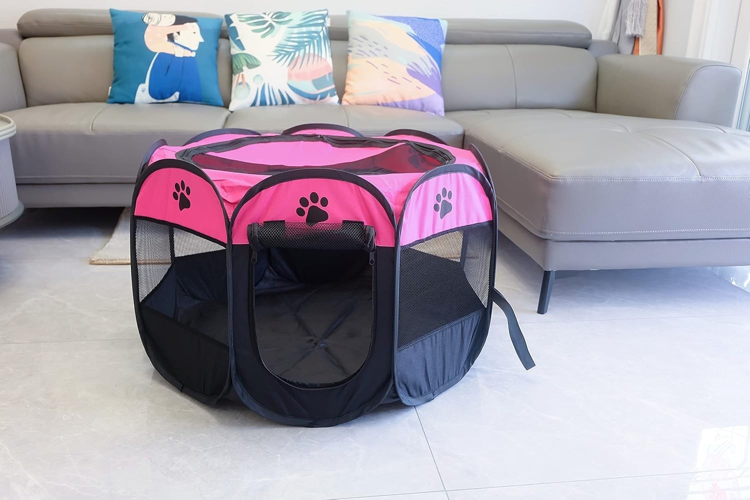 Portable Foldable Pet Playpen 72cm Dog Cat Crate Tent 600D Oxford Fabric Rose
