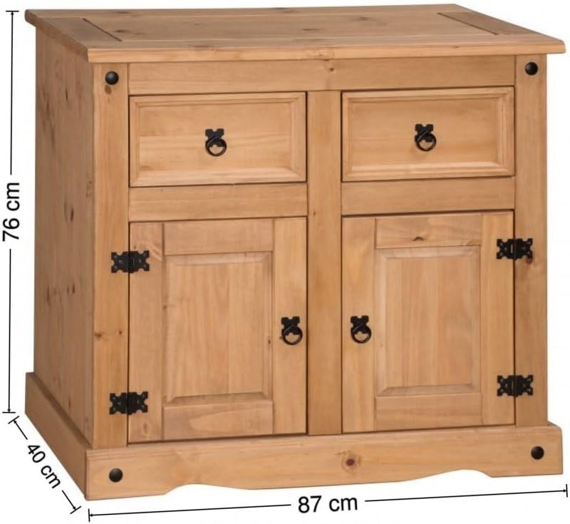 Wood Small Buffet Hutch 2 Doors 2 Drawers 176H Sideboard