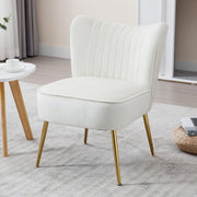 Beige Velvet Accent Tub Chair Gold Legs Modern Armchair