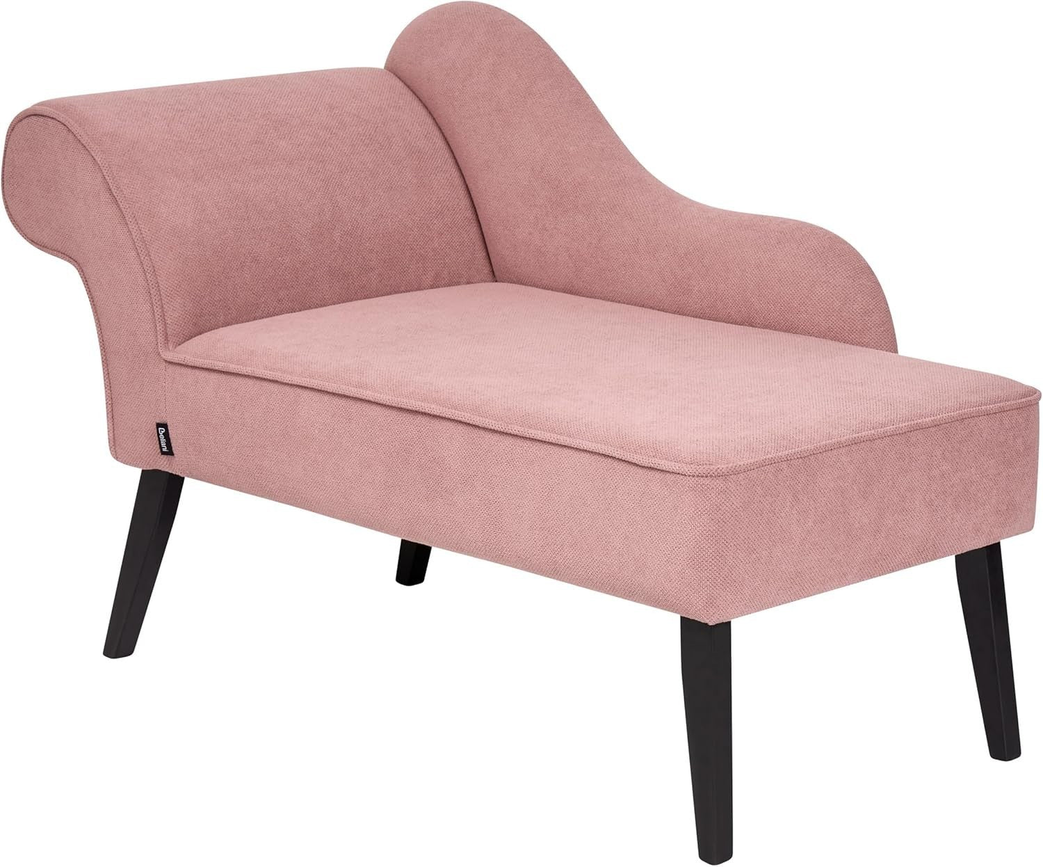 Vintage Left Hand Chaise Lounge Pink Fabric Upholstered Retro Glam Seating