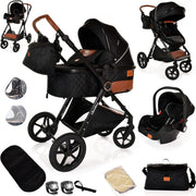3-in-1 Baby Stroller Travel System Pram Pushchair Foldable Lightweight Black
