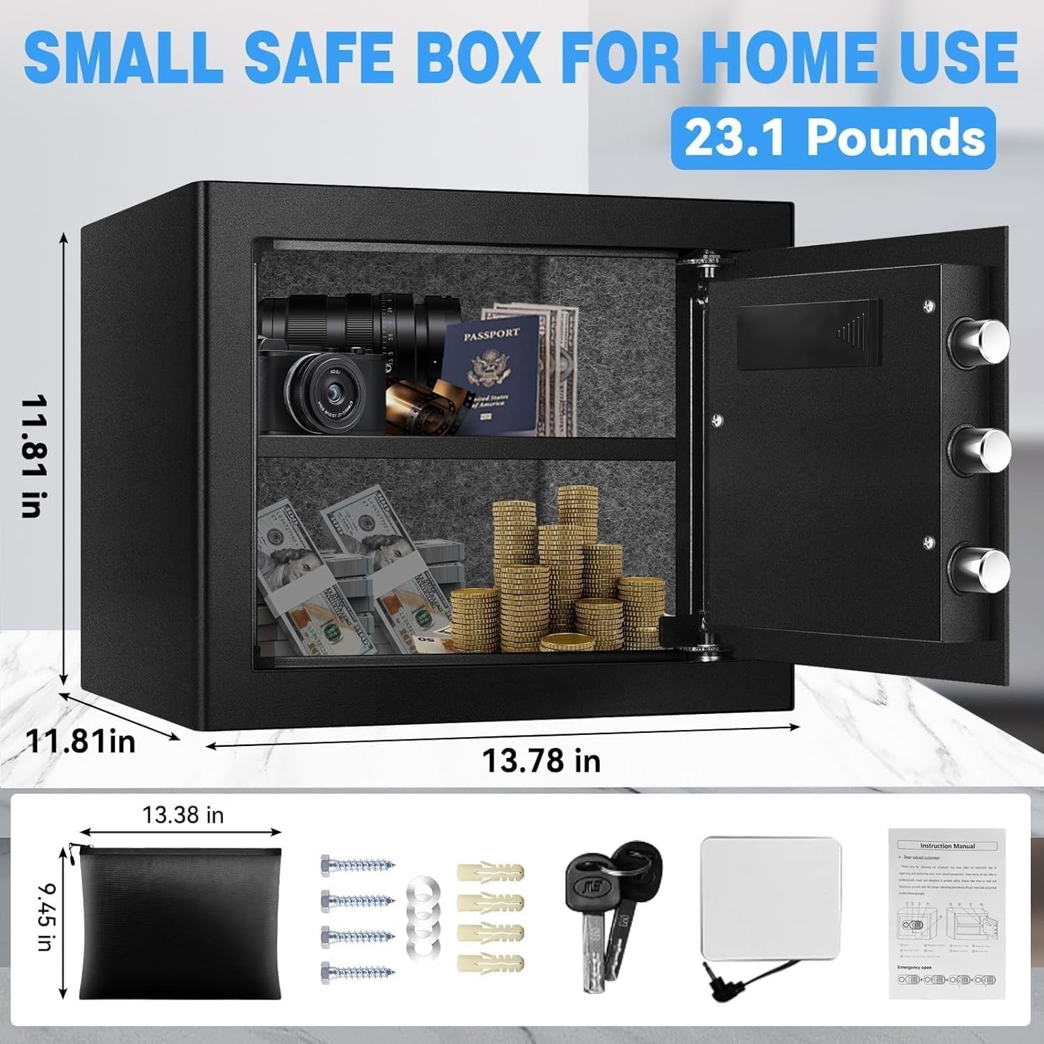 35L Fireproof Safe Box Digital Keypad Cash Document Security Safe