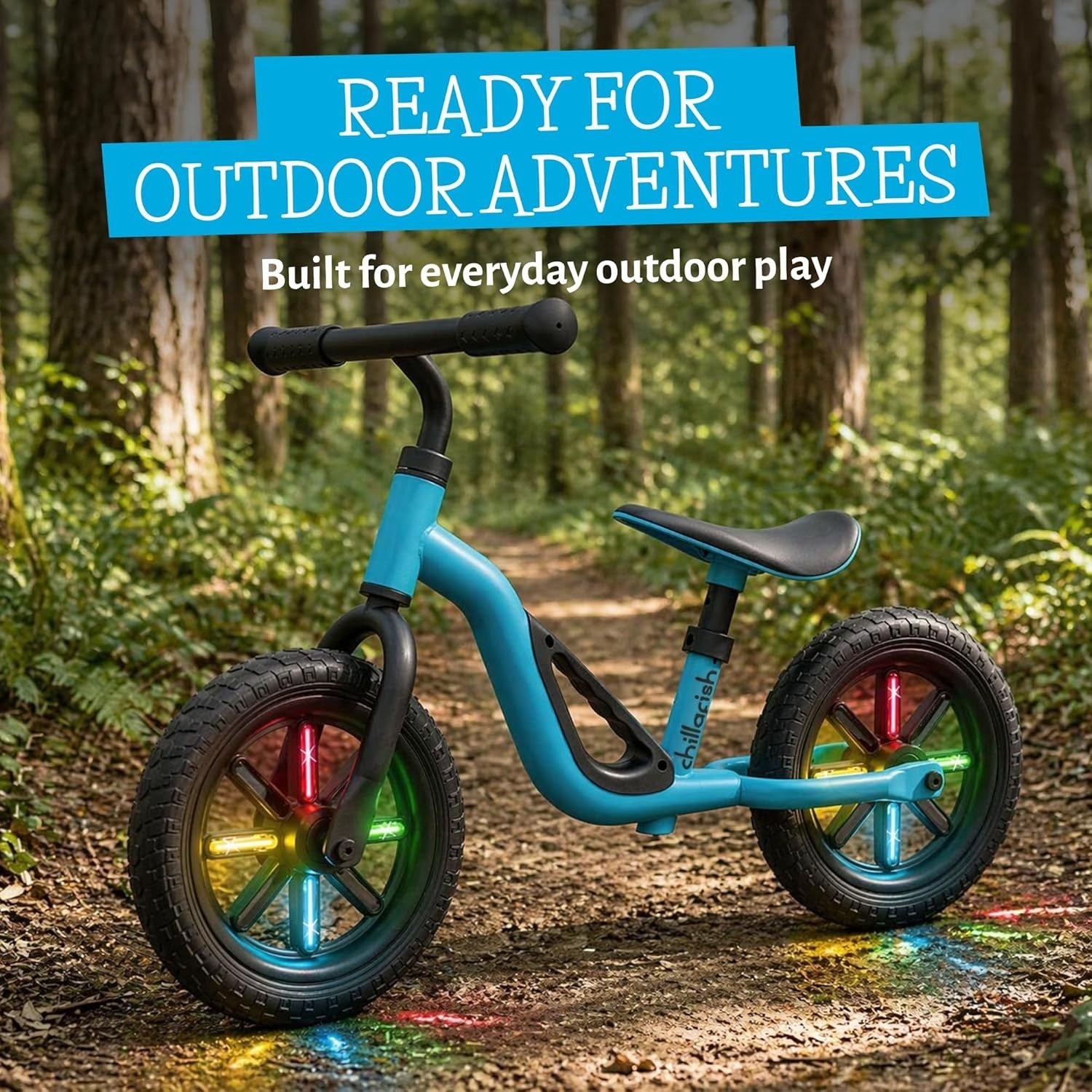 Kids Balance Bike Light Up Wheels Adjustable Toddler Bike 18M-4Y Blue