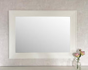 Extra Large Modern Matte White Wooden Wall Mirror 105x75cm