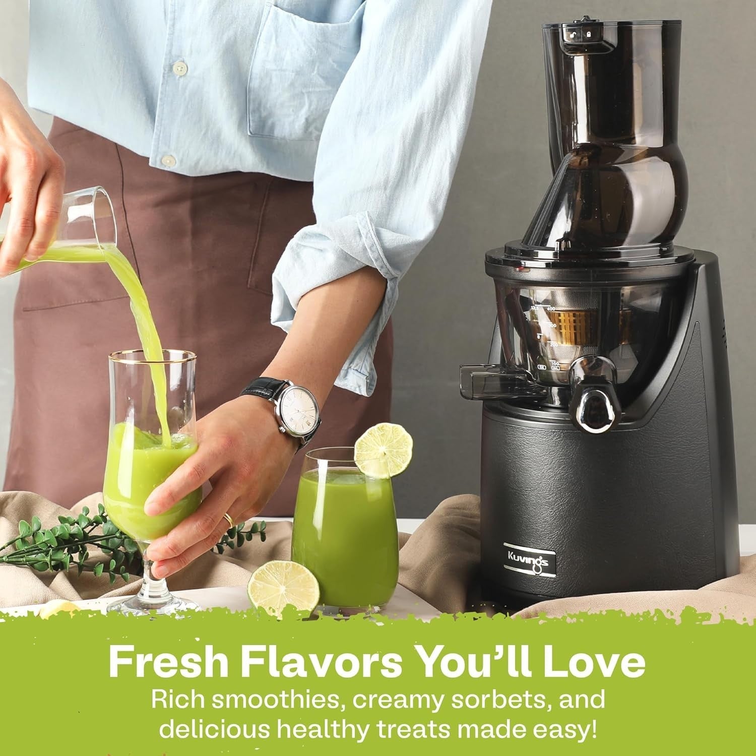 Whole Slow Juicer Cold Press 82mm Feed Chute Auto Hopper Quiet Motor