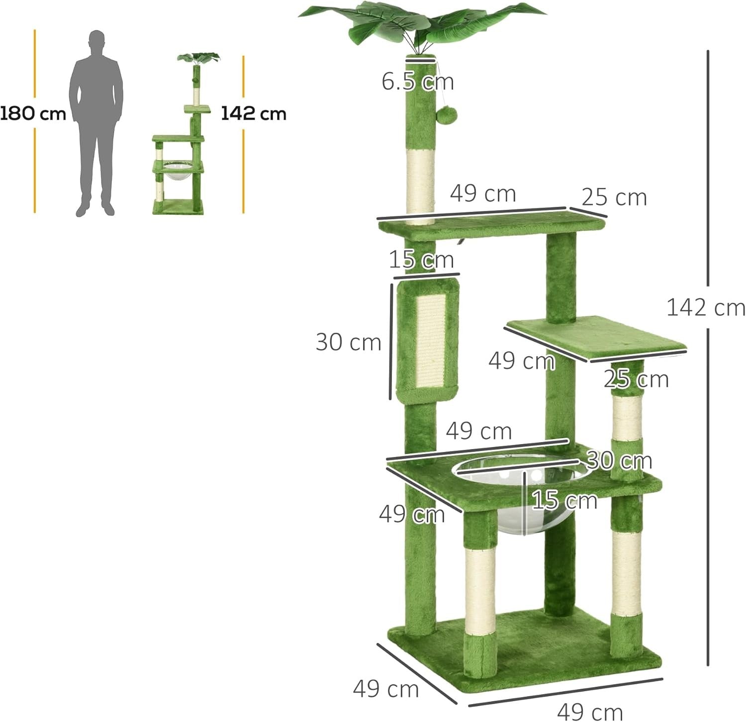142cm Cat Tree Tower with Hammock Scratching Posts Multi-Level Indoor Play