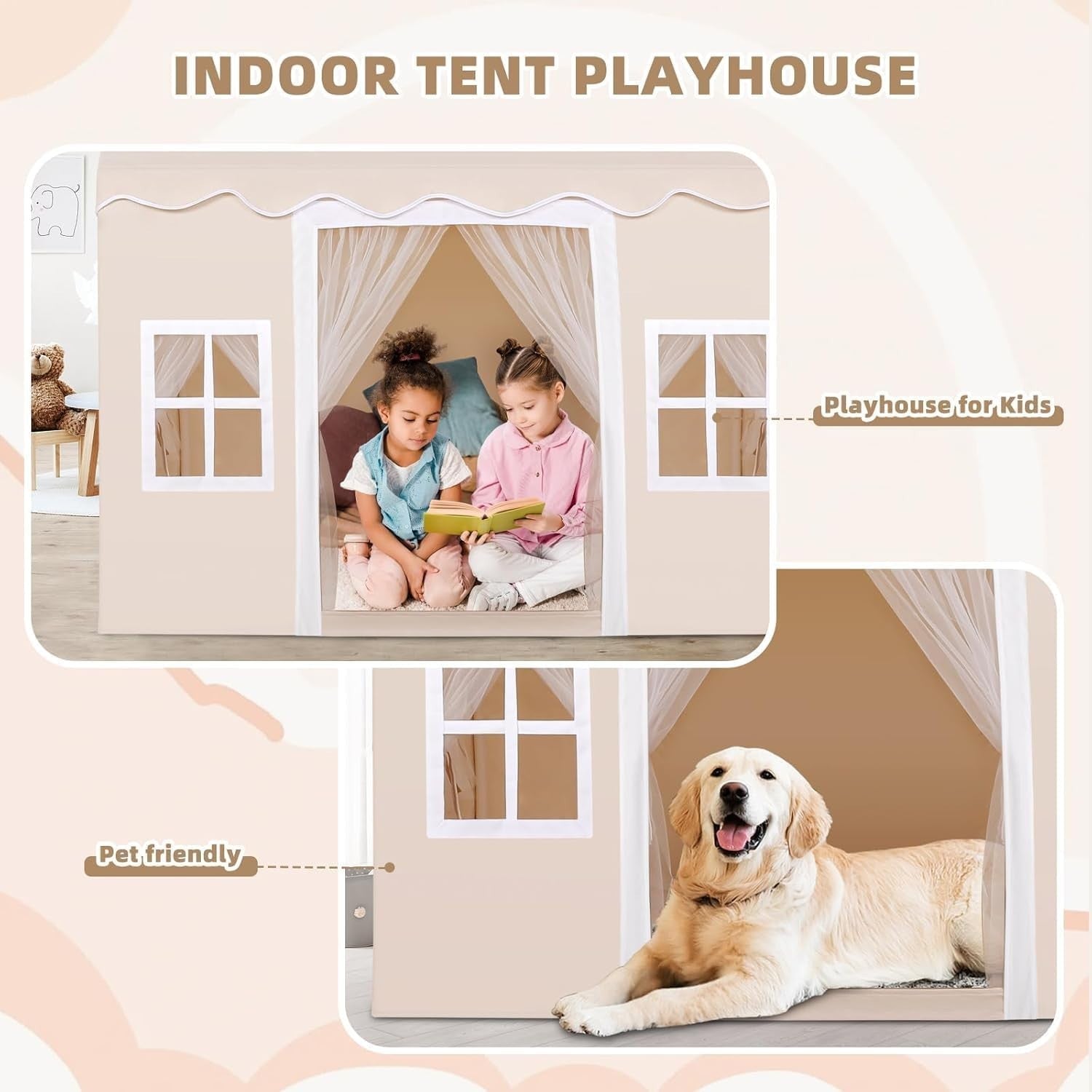 Large Kids Play Tent Indoor Outdoor Castle Playhouse Bed Tent