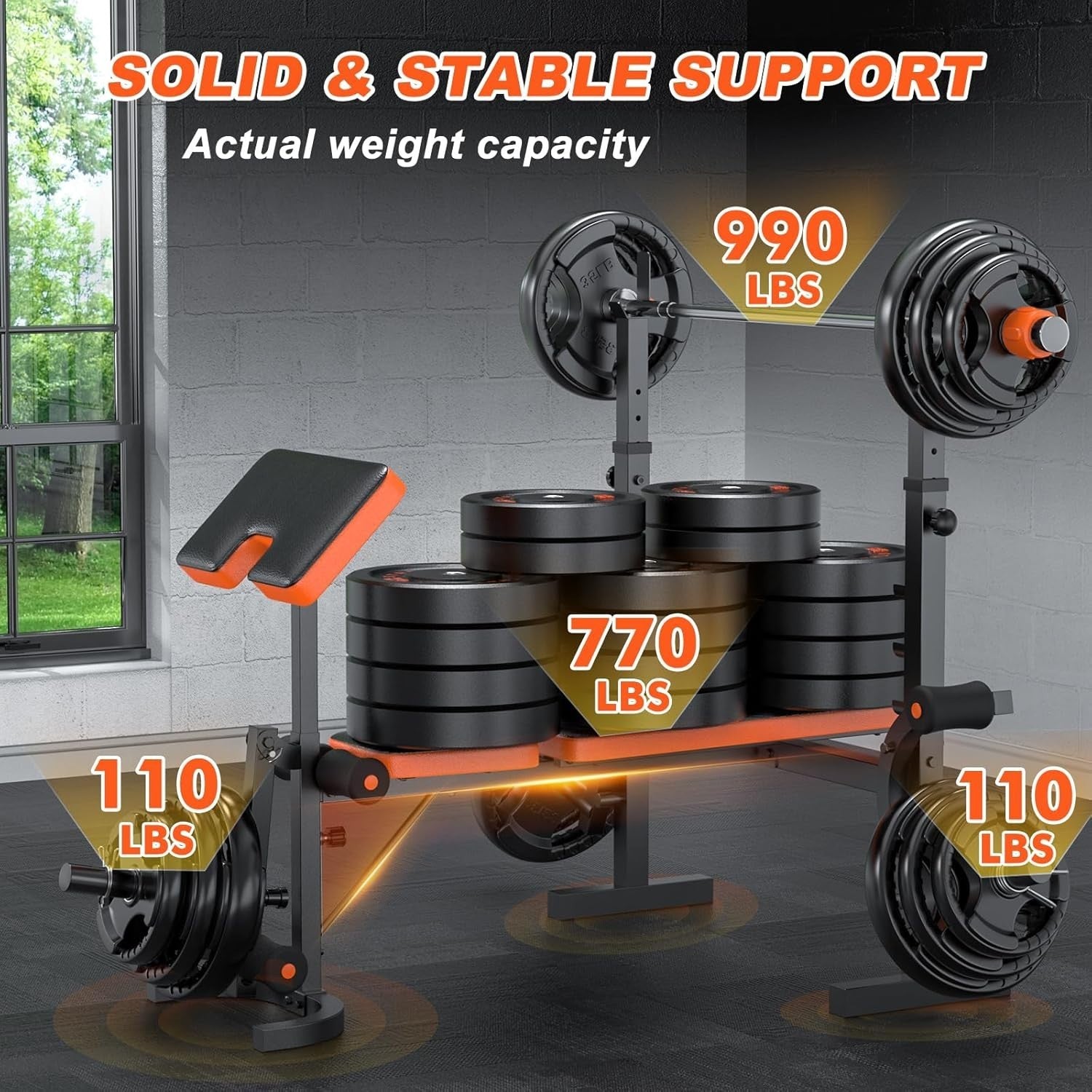 All-In-One Olympic Home Gym Bench 990lb Bench Press & Leg Trainer