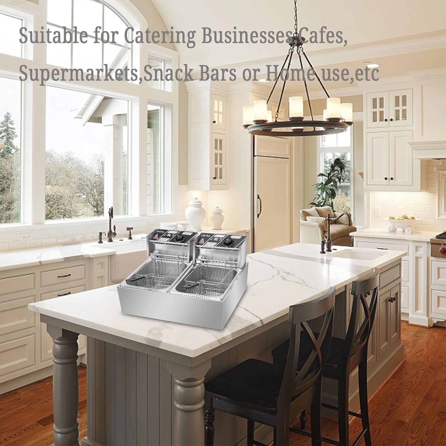 Commercial Electric Deep Fryer Dual Tank 12L 5000W Stainless Steel