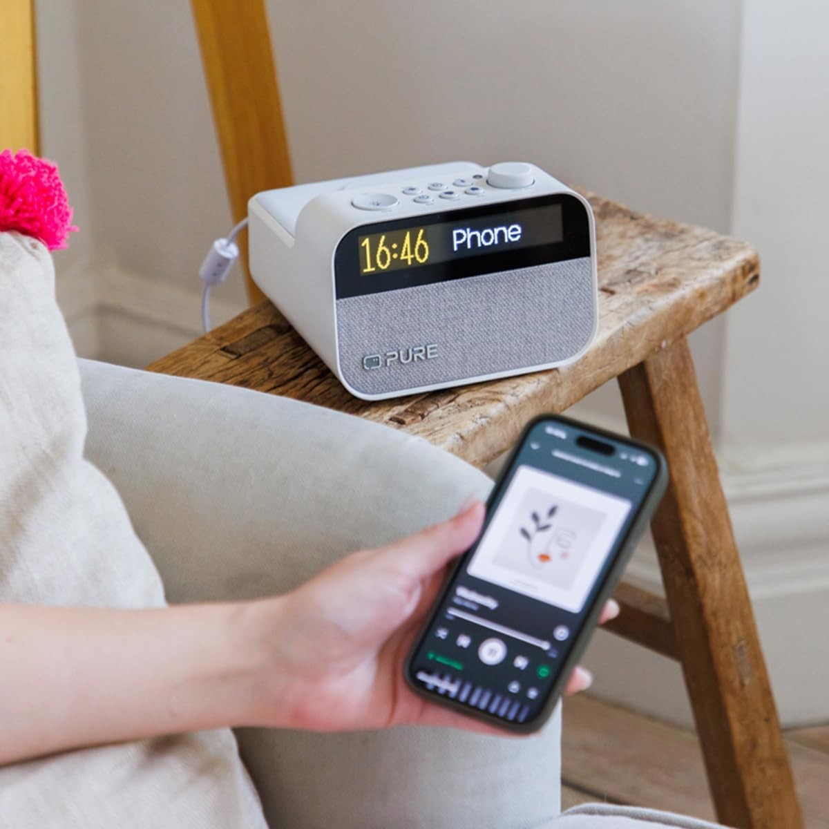 Wireless Charging Alarm Clock DAB FM Radio White Noise Wake Up Light