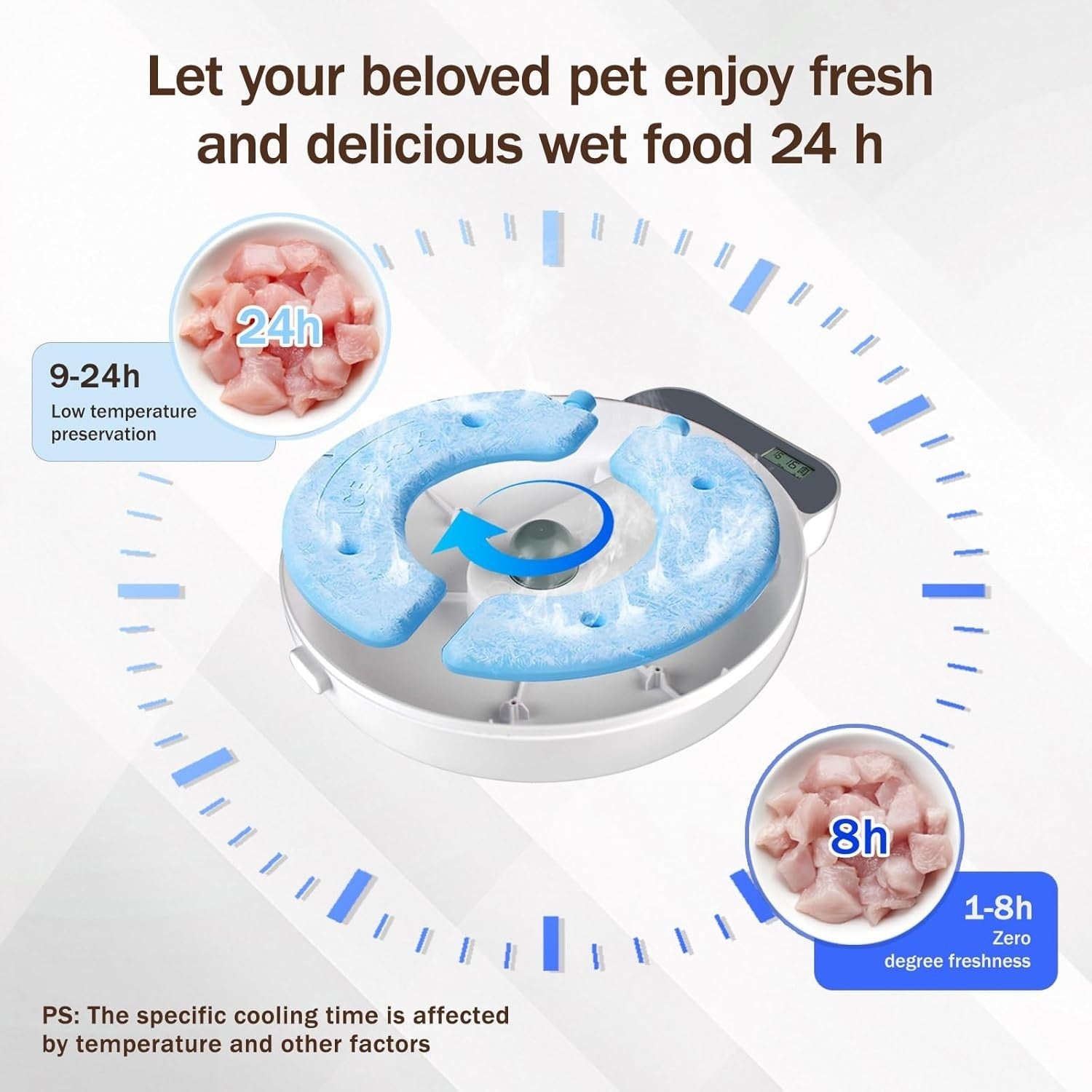 Automatic Wet Food Pet Feeder 4 Meal Timer Ice Pack Cat Dog Bowl