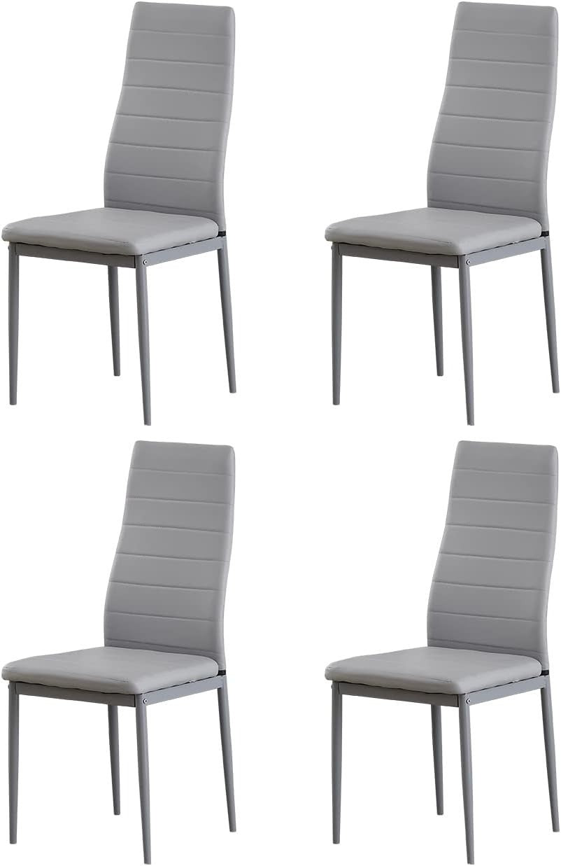 Grey Marble Dining Set 5-Piece | Modern Kitchen Table & Leather Chairs