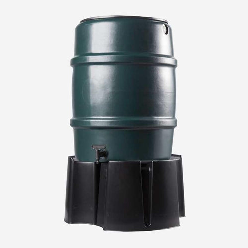 114L Garden Water Butt With Stand & Rainwater Diverter Green Slim Line