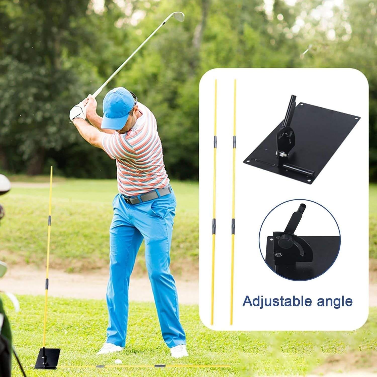 Golf Swing Trainer Alignment Stick Holder Practice Plate Set