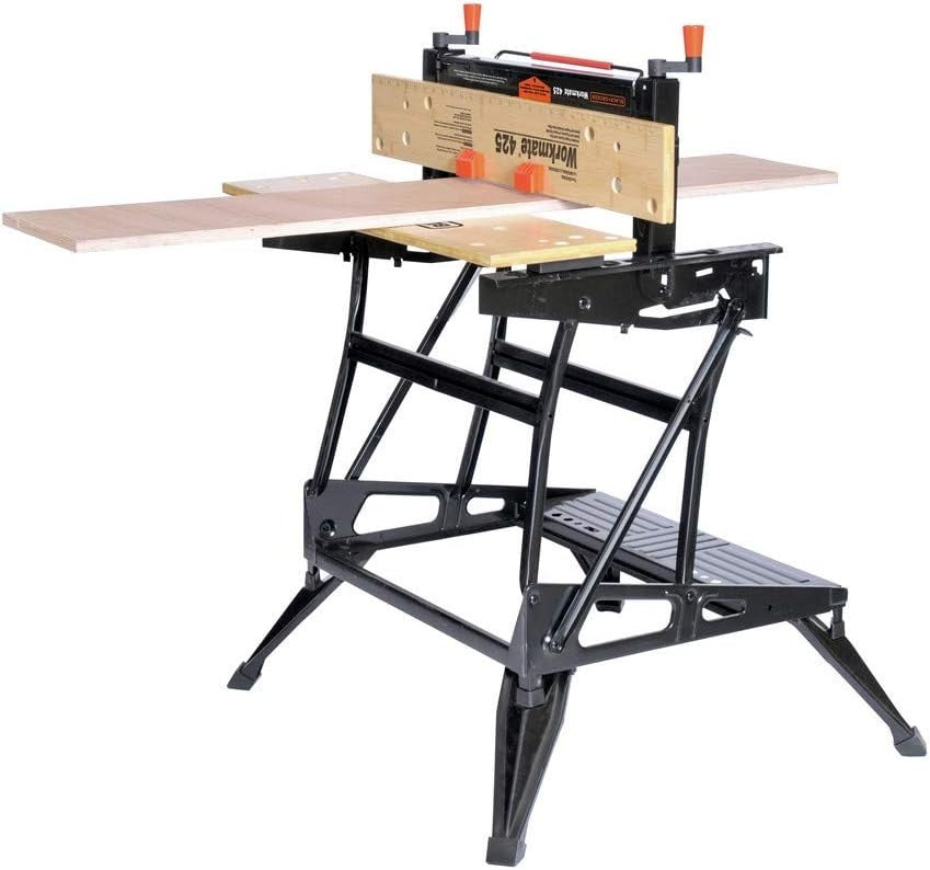 Heavy Duty Folding Workbench 550lb Capacity with One-Hand Clamp & Vertical Jaw