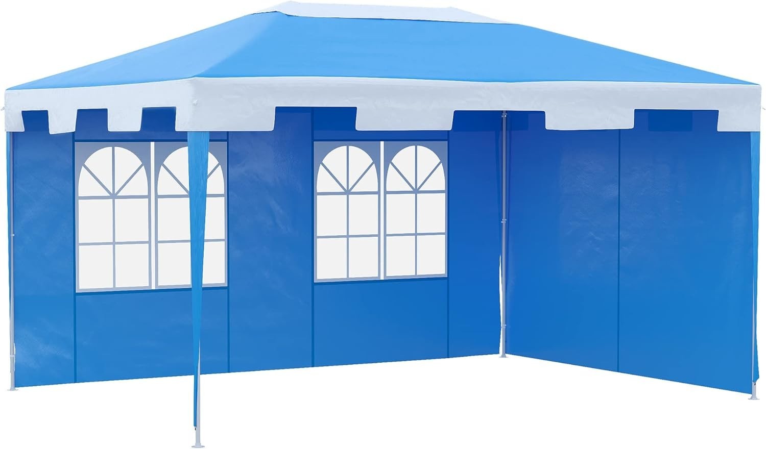 3x4m Garden Gazebo Party Tent w/ 2 Sidewalls Blue Steel Frame Outdoor
