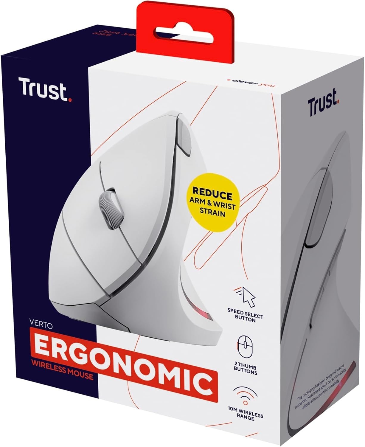 Vertical Ergonomic Wireless Mouse 6 Button 1600 DPI USB White
