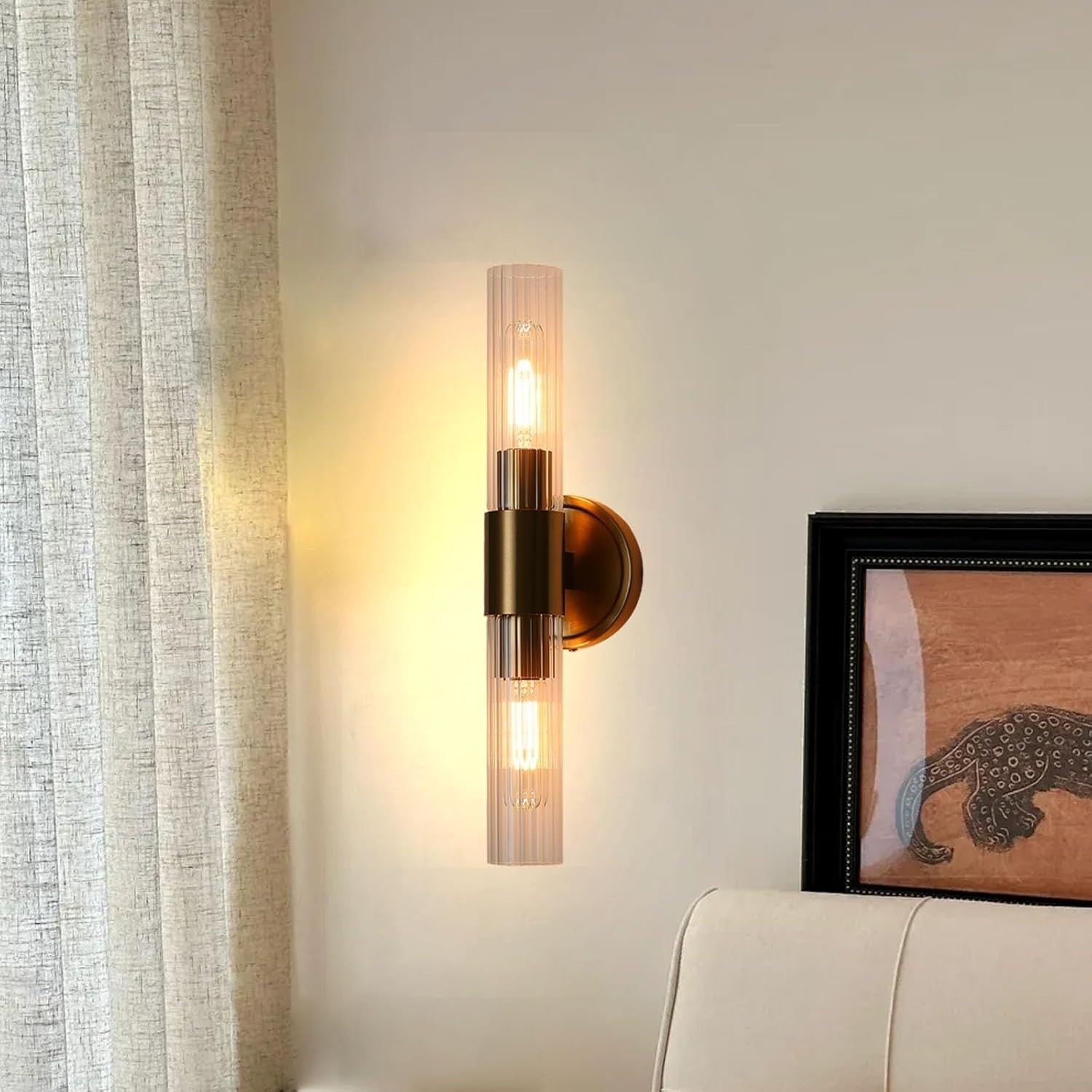 Dimmable Vintage Wall Sconce Light with Glass Shade & E27 Bulb Socket