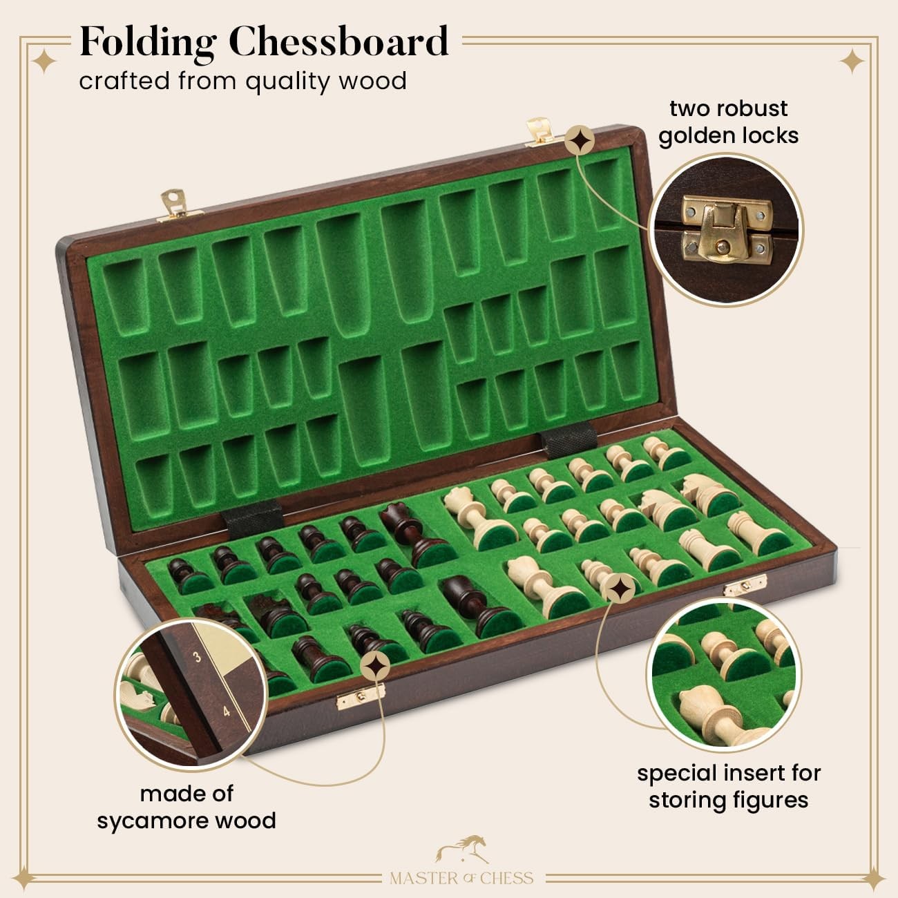 41cm Wooden Chess Set | Large Portable Tournament Board & Staunton Pieces
