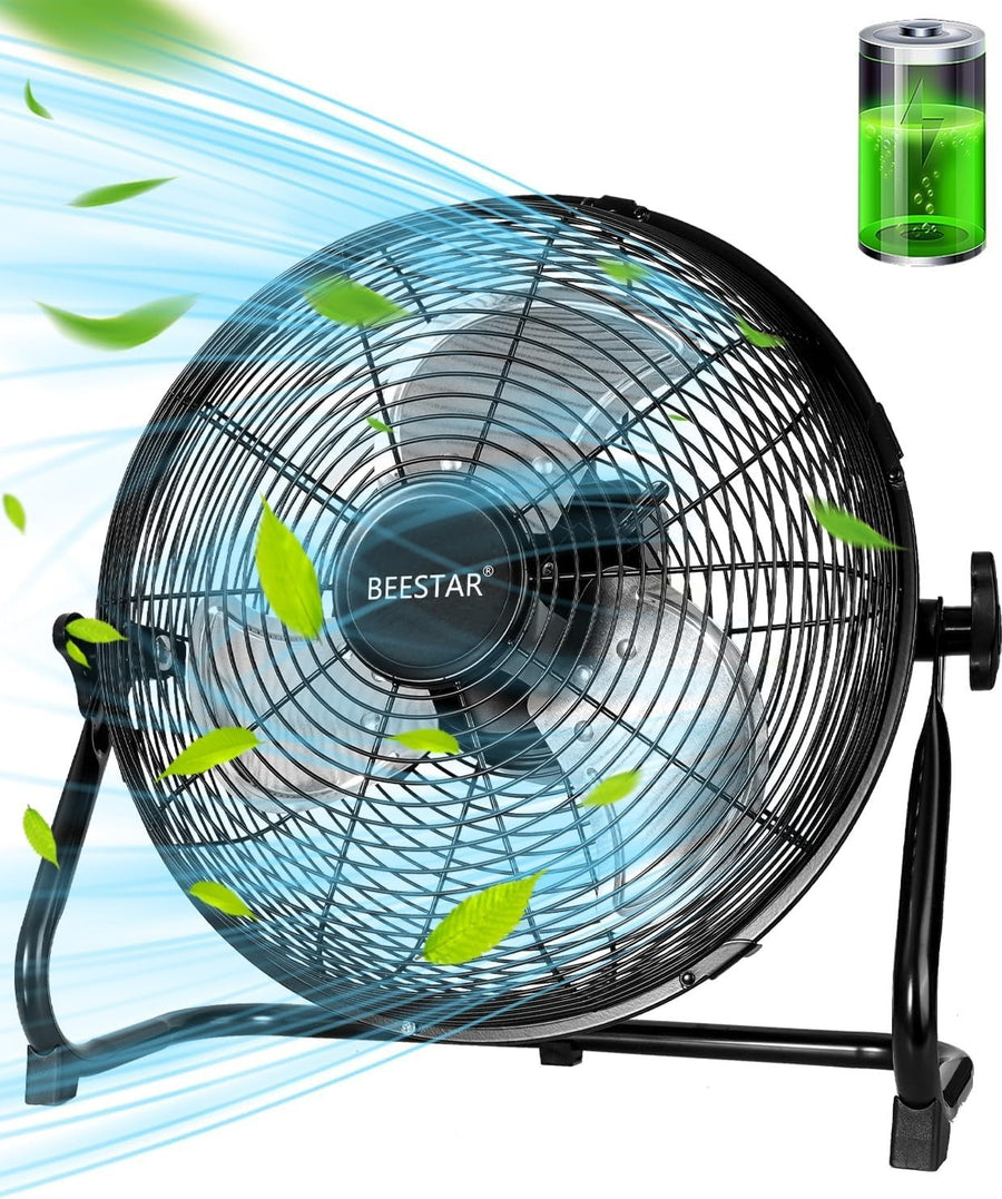 12" Rechargeable Floor Fan – 15600mAh Battery 12-Speed 48Hr Outdoor Cooling