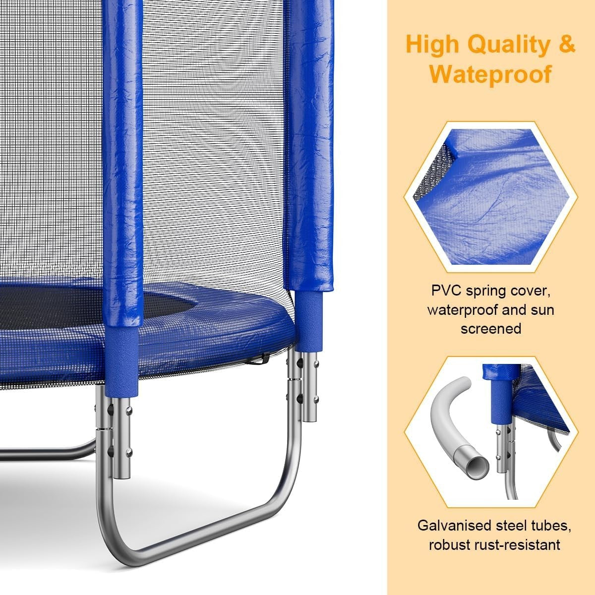 5FT Kids Trampoline with Safety Enclosure Dual Zip Indoor Outdoor Blue